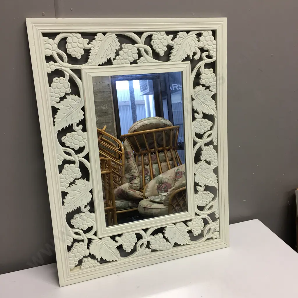 Rectangular Cream Ornate Mirror, 63 x 48cm Image 1++