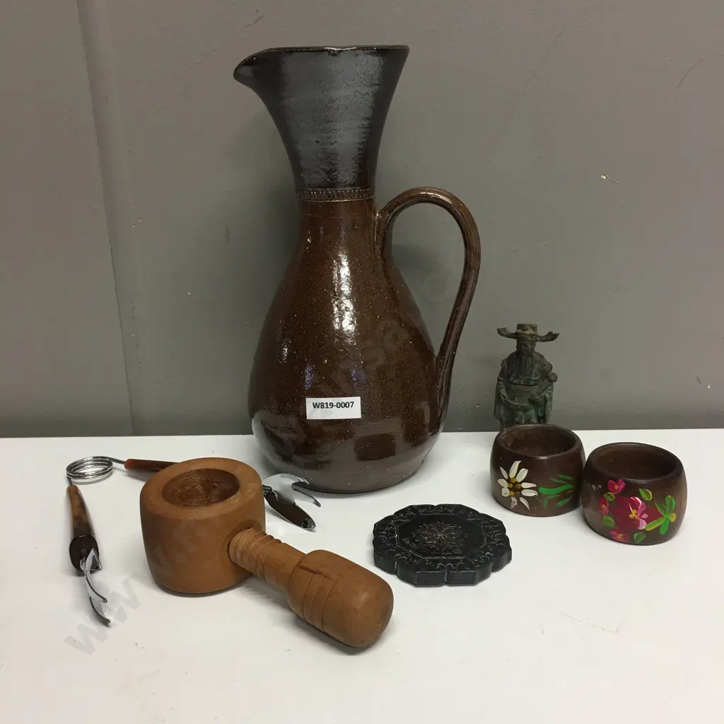 Selection of Vintage Items Including Bendigo Pottery Jug, Tongs Etc Image 1++