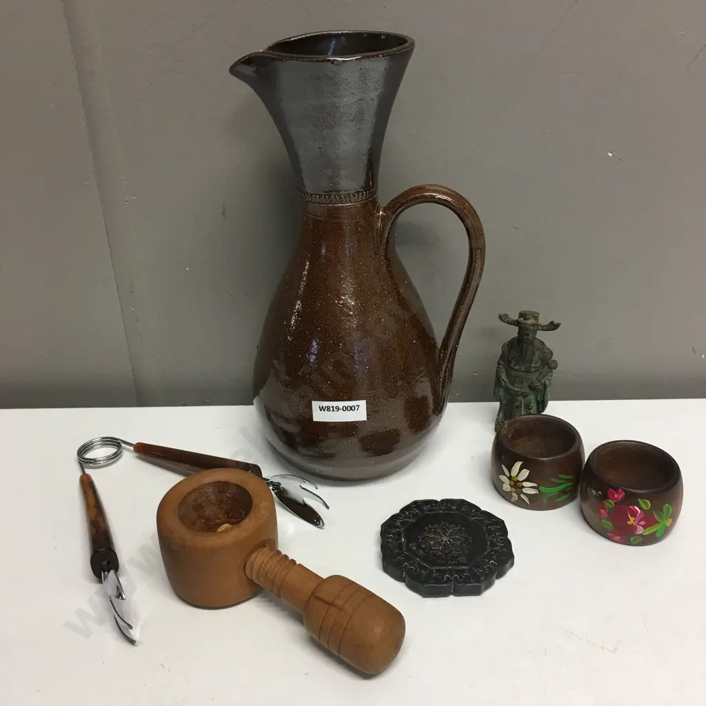 Selection of Vintage Items Including Bendigo Pottery Jug, Tongs Etc Image 1++