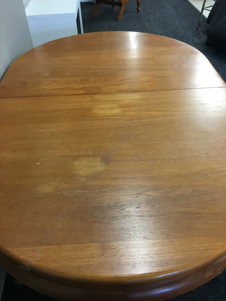 Art Deco Teak Dining Table With Extension, H77 W181 D123cm, Extn 58cm Image 1++