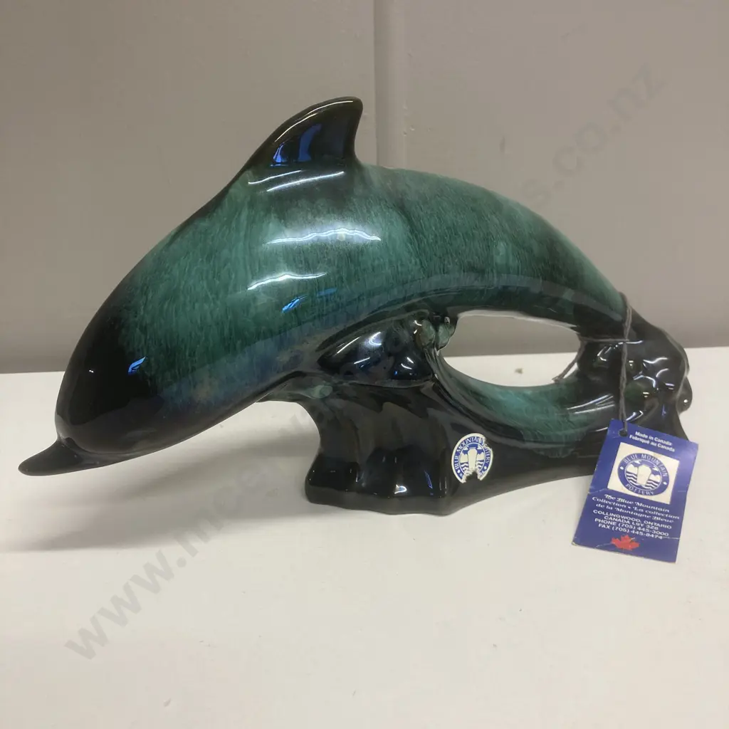 Genuine Blue Mountain Pottery Dolphin With Original Tags, 17 x 31cm Image 1++