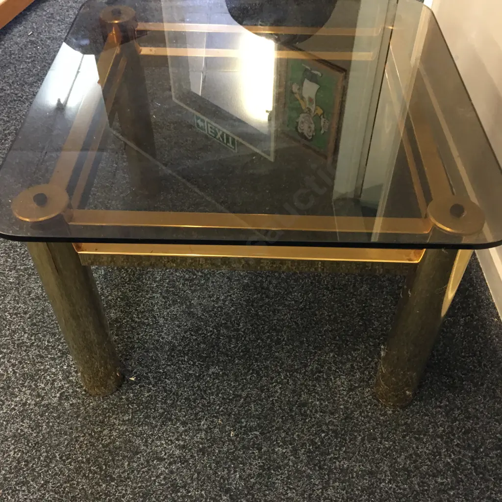 Brass / Glass Square Ocassional Table  Image 1++