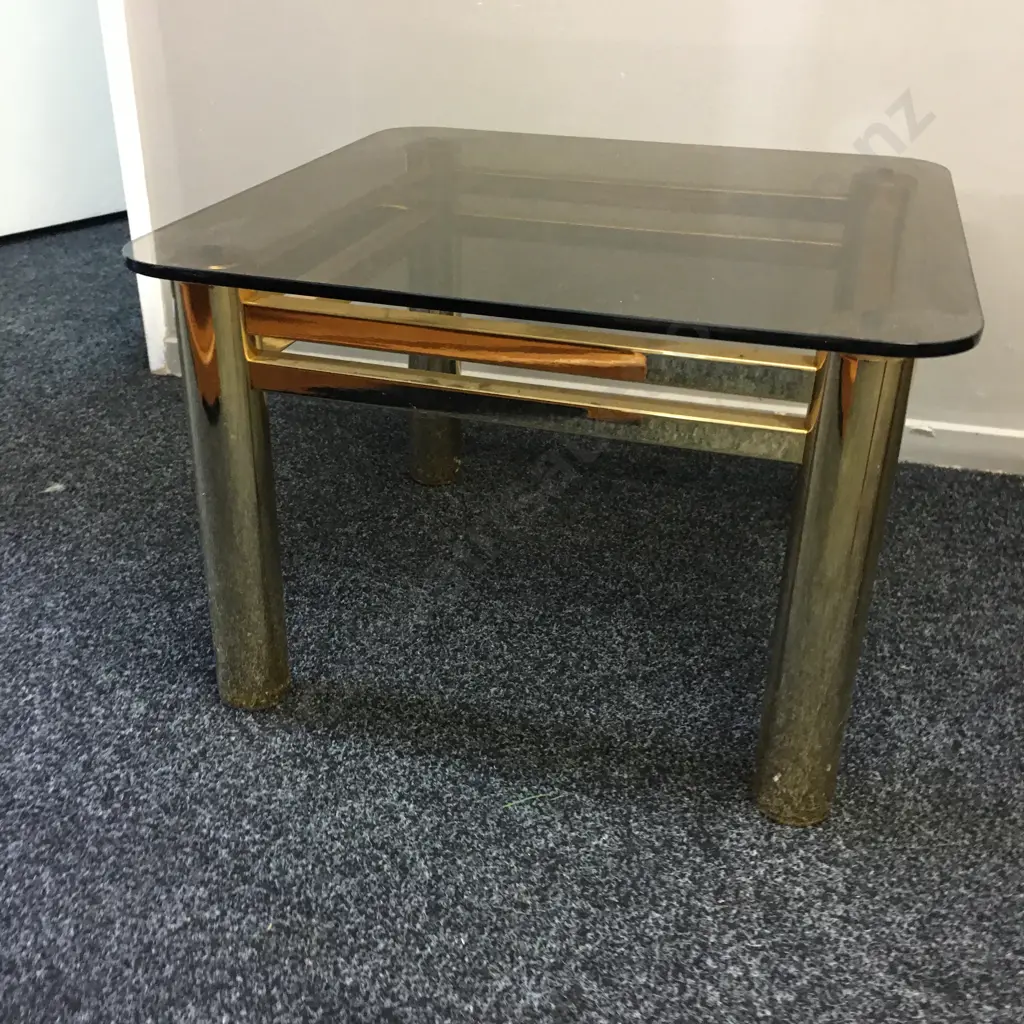 Brass / Glass Square Ocassional Table  Image 1++