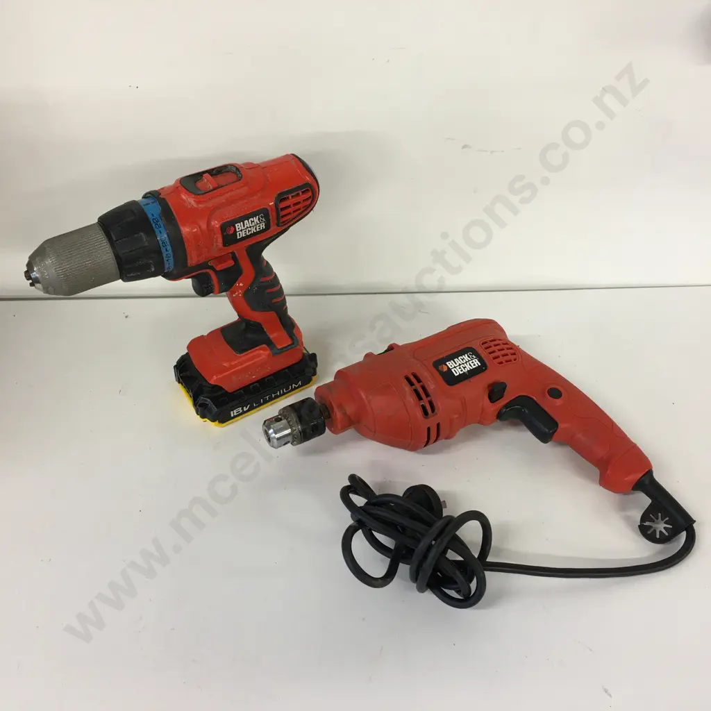 B&D 18V Drill HP186F4LB-XE With 2Ah Stanley Fatmax Battery & B&D Corded Electric Drill KR504RE-XL Image 1++