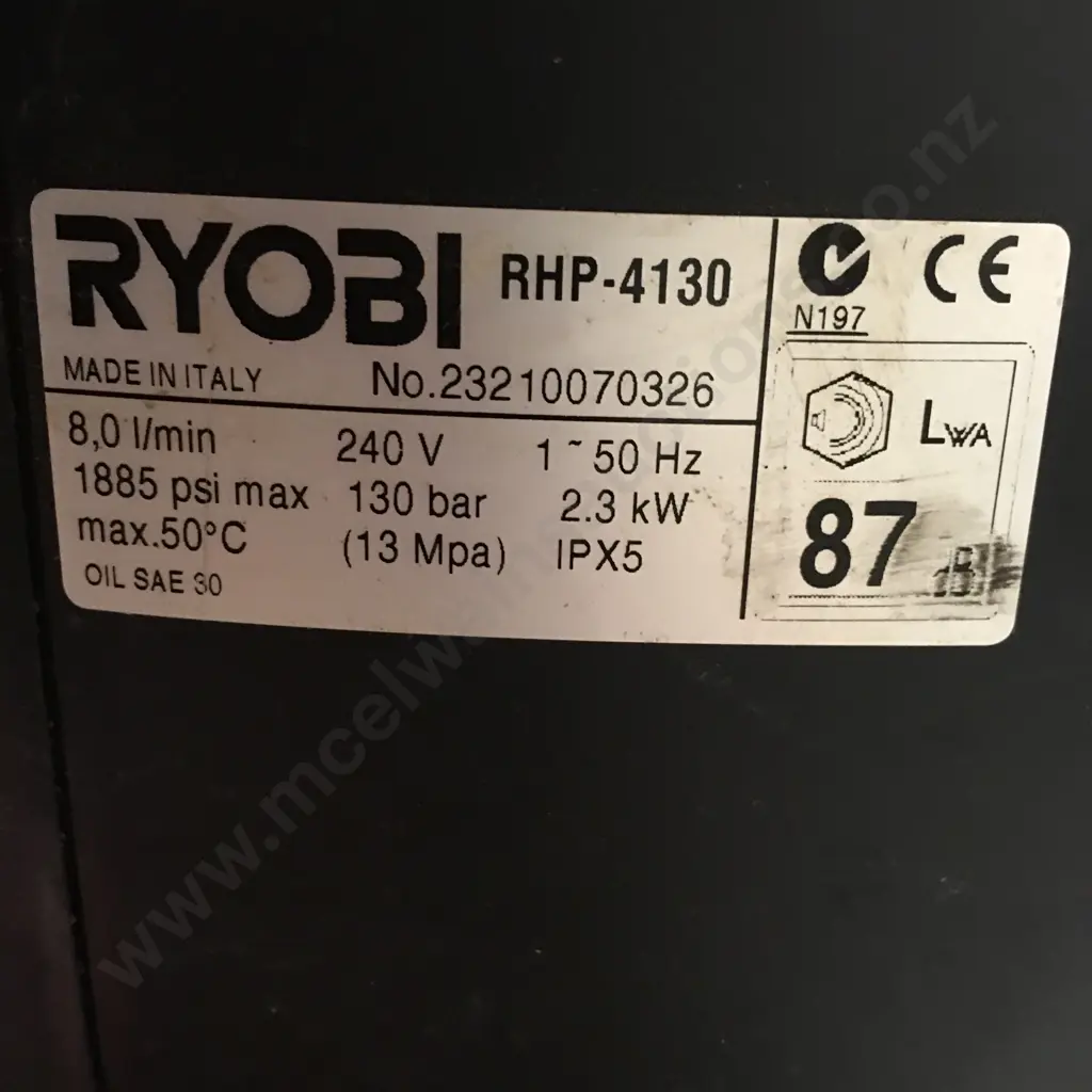 Ryobi RHP-4130 Pressure Washer, 1885 Psi Image 1++