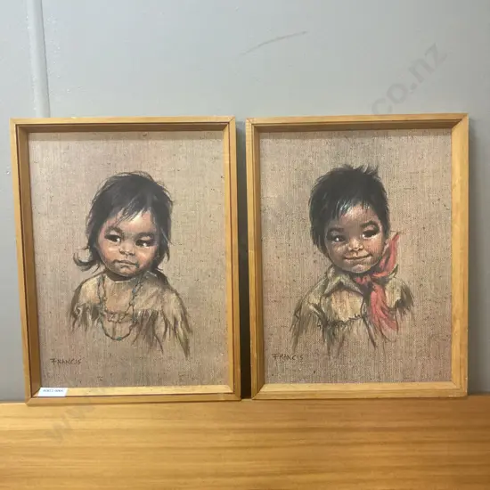 2 Vintage Dorothy Francis Board Prints - 'Little Bluebird' & 'Eagle Heart' 32.5 x 25cm