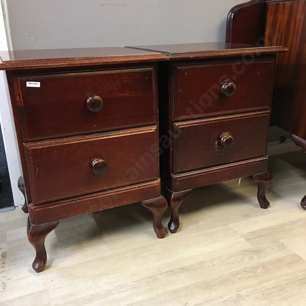 Pair of 2 Drawer Bedsides, Knob Handles Image 1++