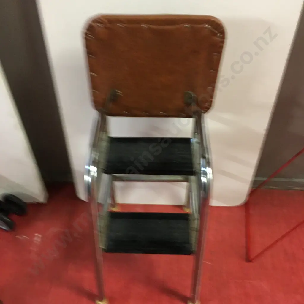 Vintage Kitchen Stepstool, Brown Vinyl Top Image 1++