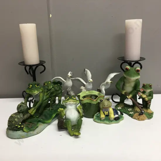 Selection Of Ornaments Including Seagulls, Frogs Etc