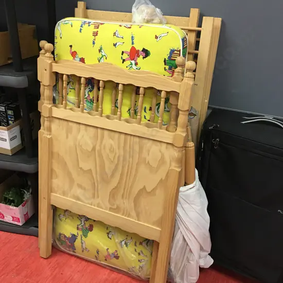 Vintage Wooden Cot With Mattress