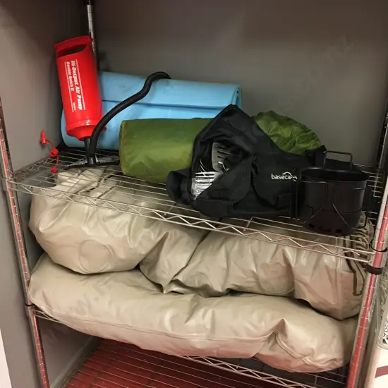 Coleman Air Mattress, Hand Pump, Web-Tex Warrior Cooking Unit, Kathmandu Lansan Light Tent, Cutlery Set Etc