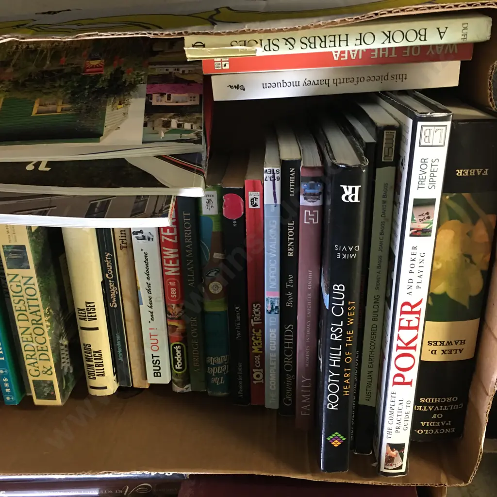 Box lot Books, Poker, NZ, Kiwi Baches Etc Image 1++