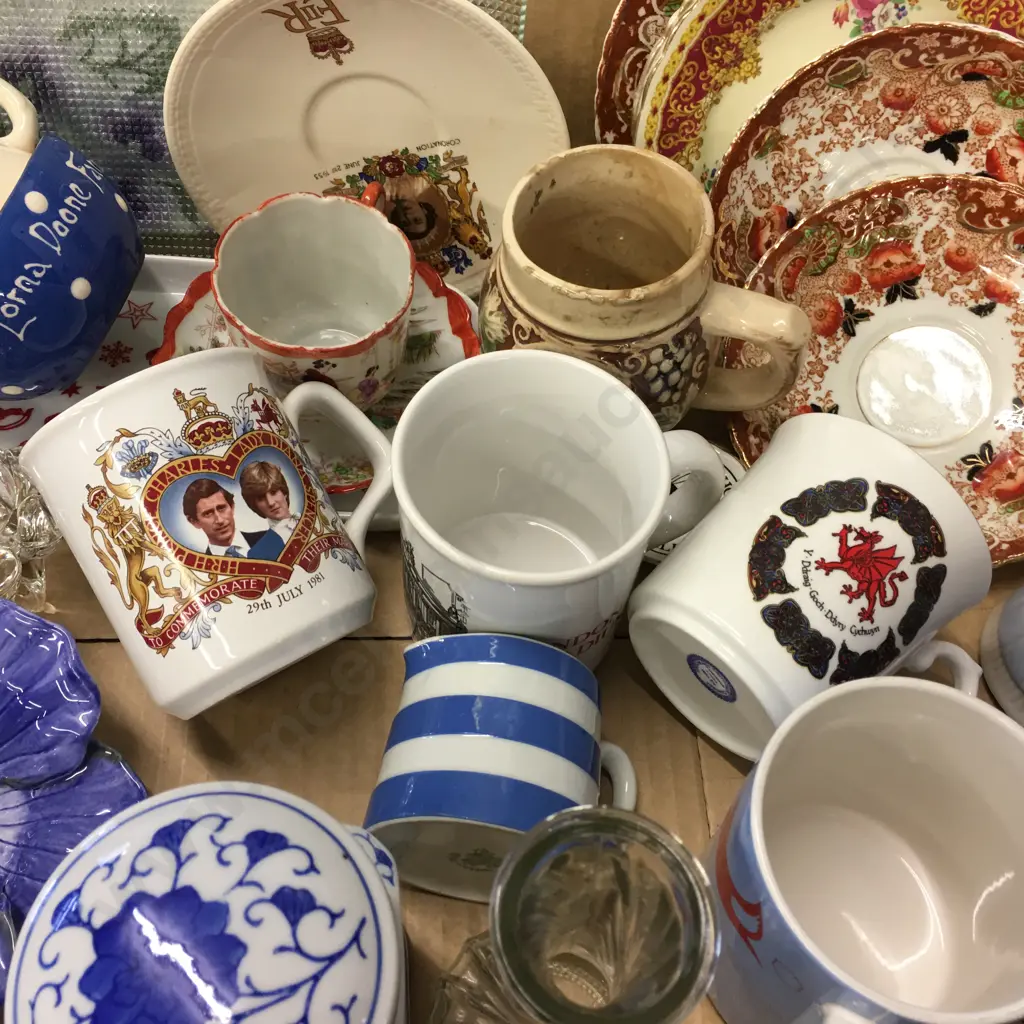 Box lot China, Placemats, Royalty Items Etc Image 1++