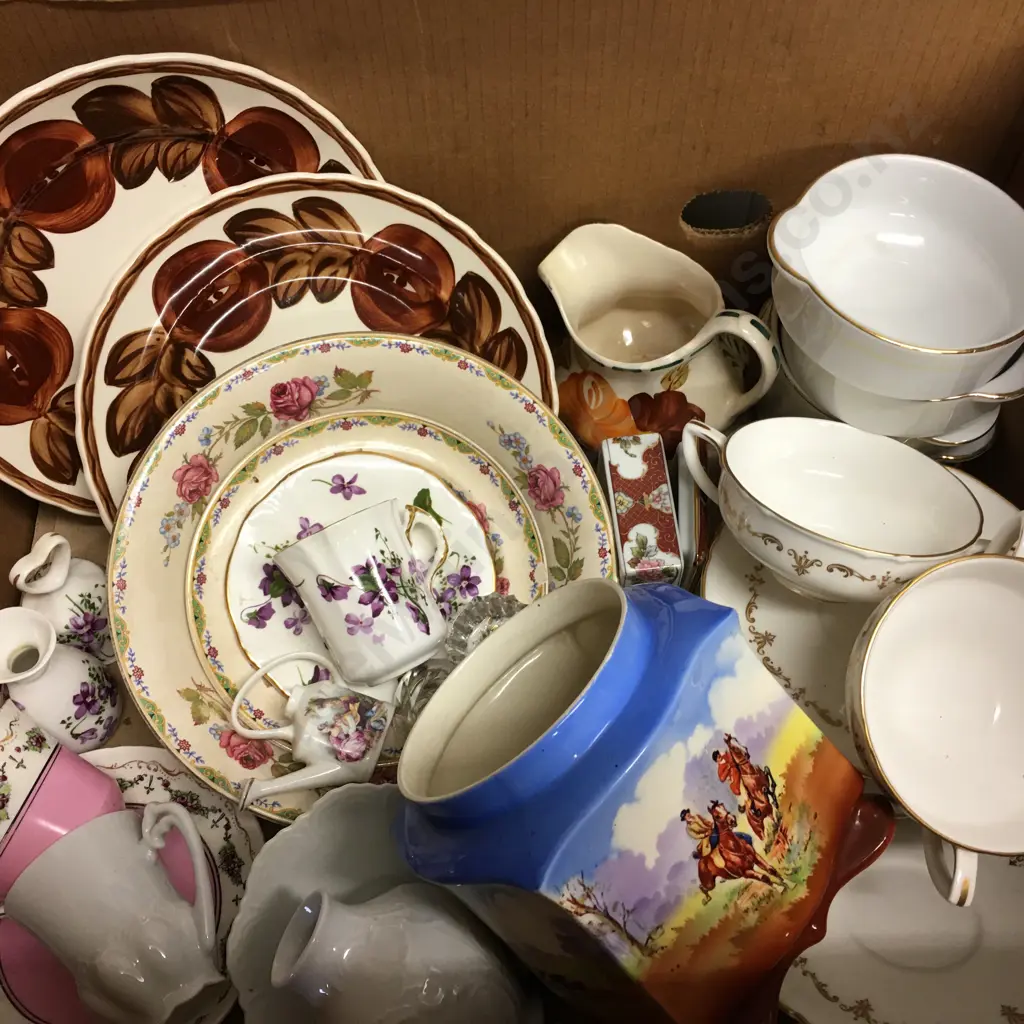 Box Lot China Items Including Falcon Ware Image 1++