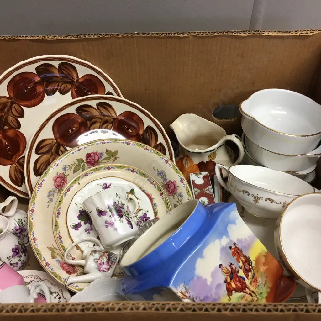 Box Lot China Items Including Falcon Ware Image 1++