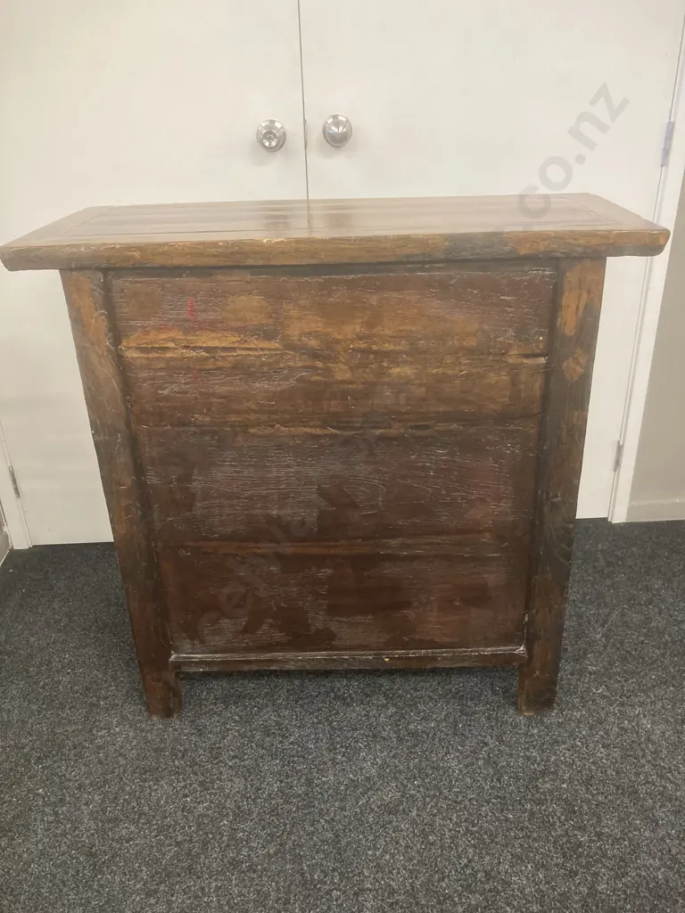 Vintage Chinese Buffet, Bi-fold Doors With Rustic Catch, 6 Drawers, Wrought Ring Handles, From Shanxi, H96 W98 D41cm Image 1++