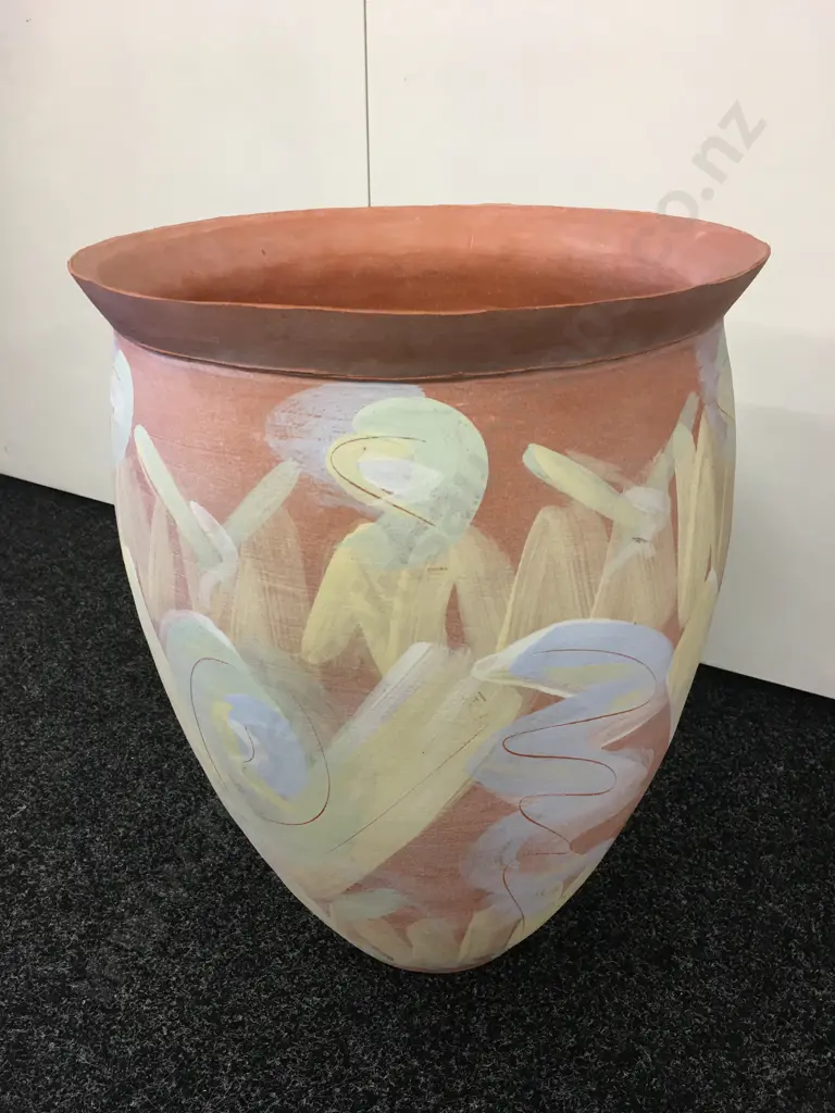 Hand Painted Terracotta Urn With Felt Base, 53 x 40cm Image 1++