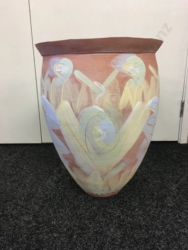 Hand Painted Terracotta Urn With Felt Base, 53 x 40cm Image 1++