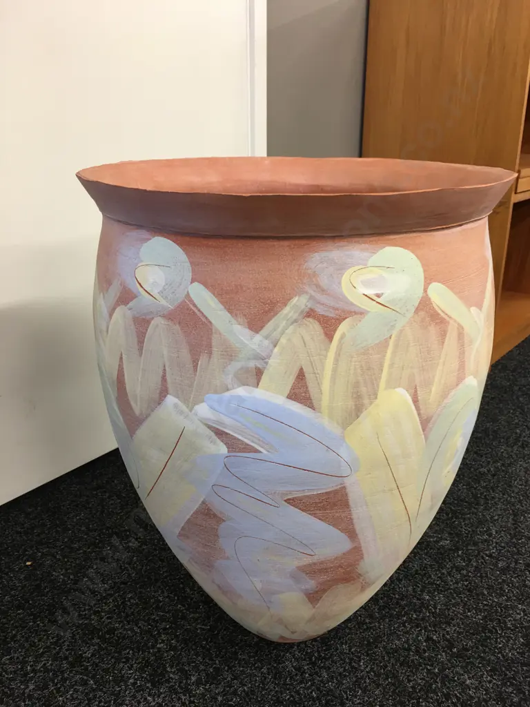 Hand Painted Terracotta Urn With Felt Base, 53 x 40cm Image 1++