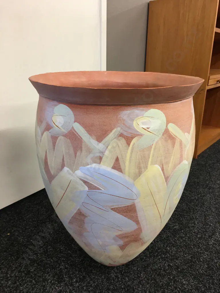 Hand Painted Terracotta Urn With Felt Base, 53 x 40cm Image 1++