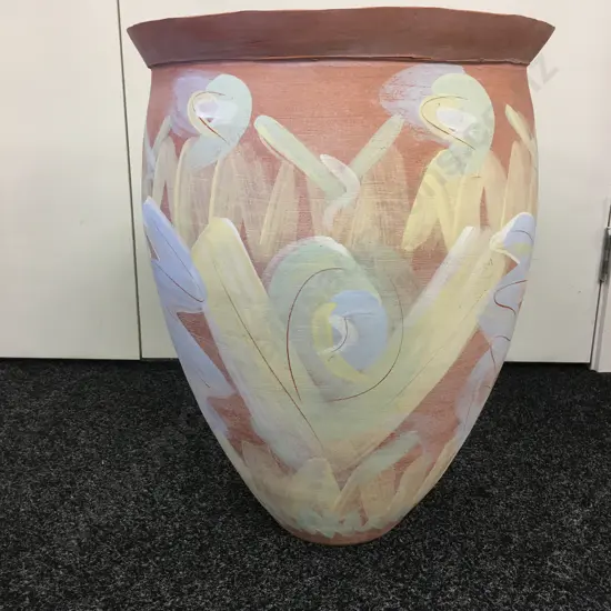 Hand Painted Terracotta Urn With Felt Base, 53 x 40cm