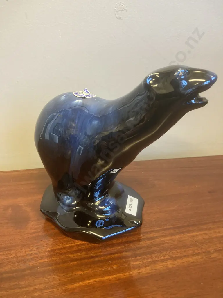 Rare Blue Colour Drip Glazed Vintage Blue Mountain Pottery Bear, 17 x 18cm Image 1++