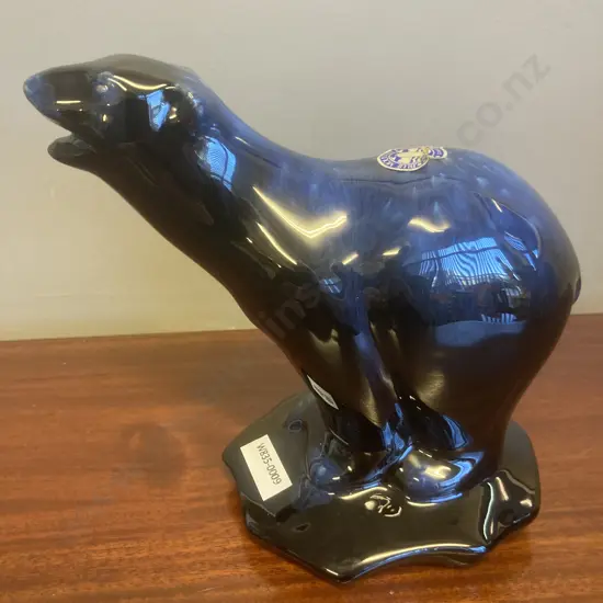 Rare Blue Colour Drip Glazed Vintage Blue Mountain Pottery Bear, 17 x 18cm