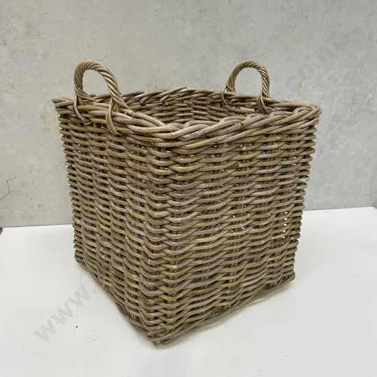 Large 2 handled Cane Basket H55 and 48cm square