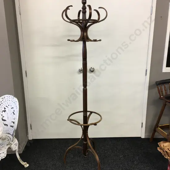 Vintage Wooden Coat Stand With Swivel Top, H190cm