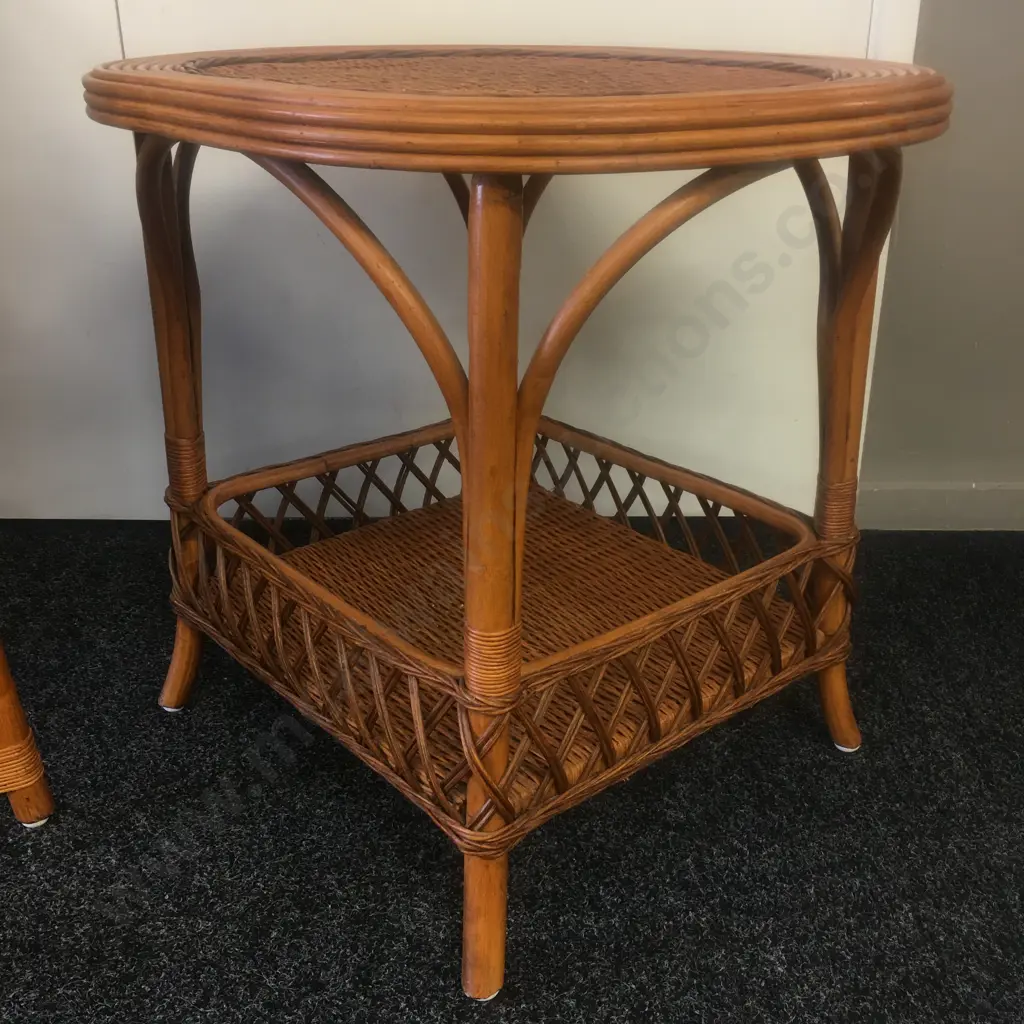 Vintage Boho Chic Rattan Bamboo Lounge Chair With Matching Oval Table With Undershelf Image 1++