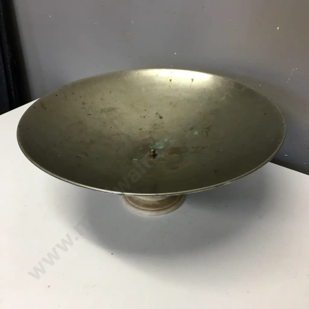 Art Deco Large Footed Fruit Bowl, Marble Effect Base, 15 x 36cm Image 1++