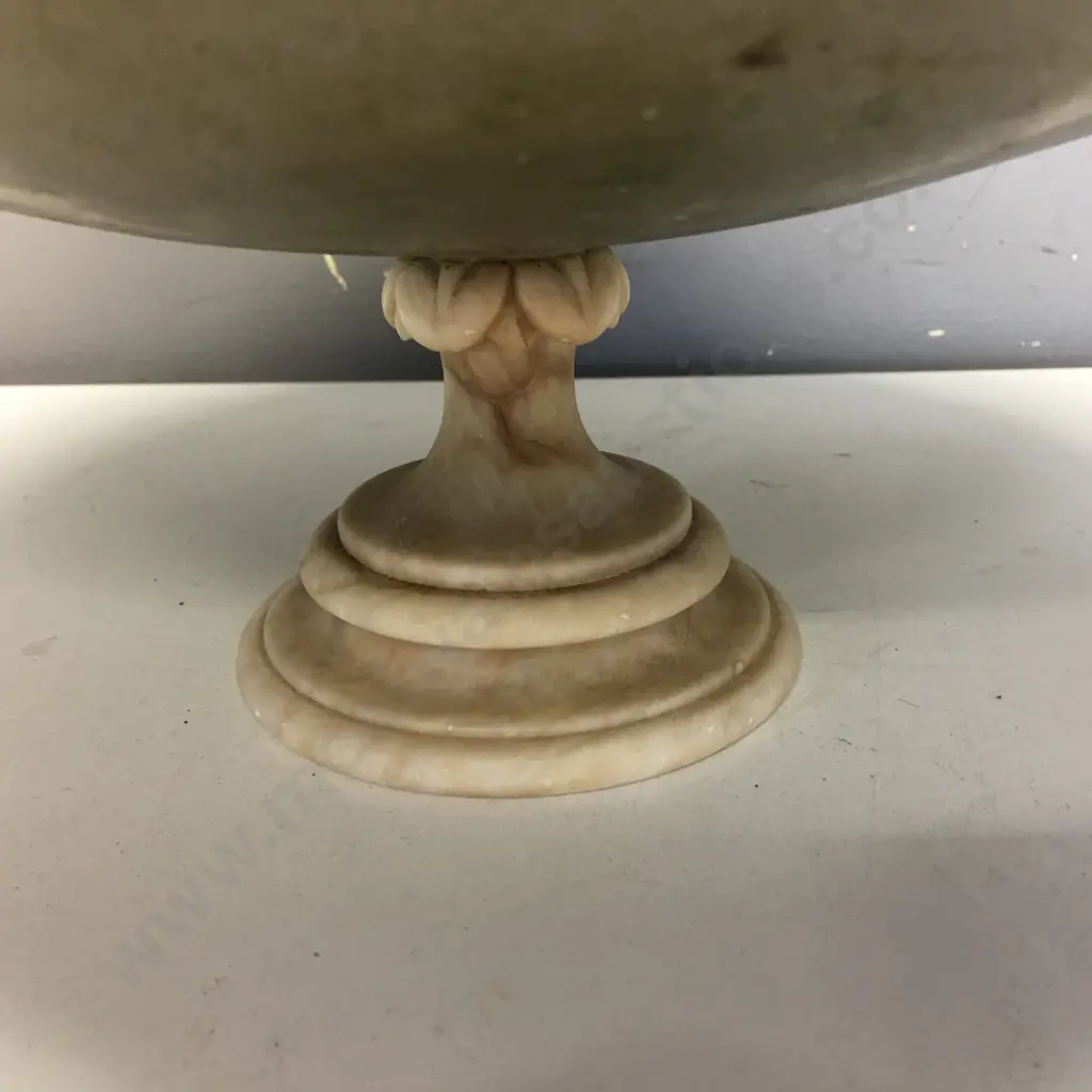 Art Deco Large Footed Fruit Bowl, Marble Effect Base, 15 x 36cm Image 1++