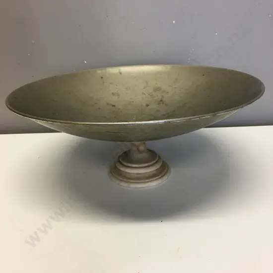Art Deco Large Footed Fruit Bowl, Marble Effect Base, 15 x 36cm