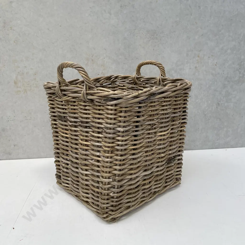 Medium 2 handled Cane Basket H47cm 39cm square Image 1++