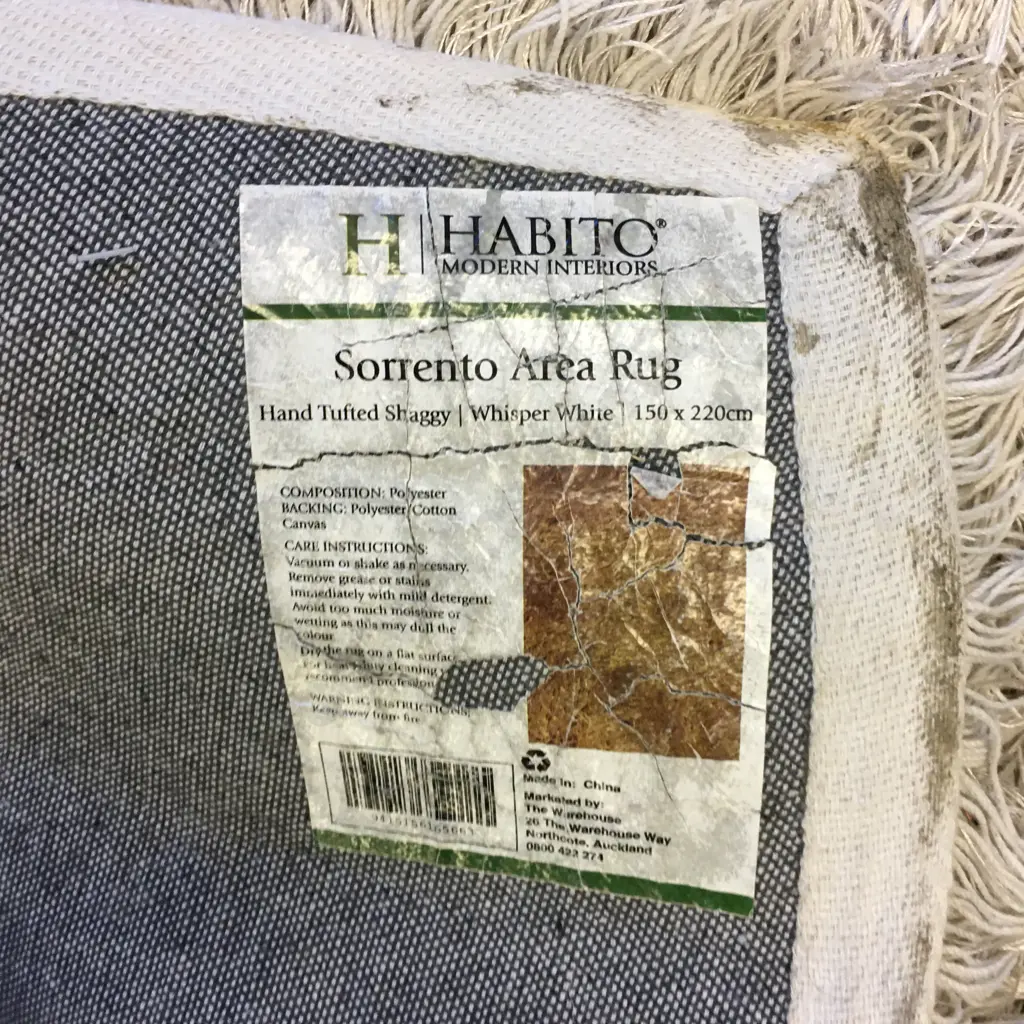 Habito Hand Tufted Shaggy Floor Rug, Whisper White, 150 x 220cm Image 1++
