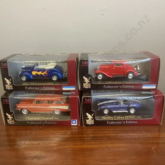 1964 Shelby Cobra, 1932 Ford  Coupe, 1957 Chev Nomad, 1937 Ford V8 Convertible, 1:43 Diecast Road Signature Collection
