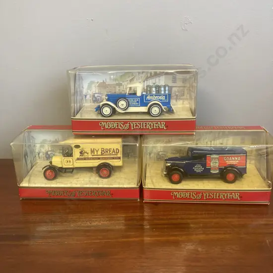 Matchbox Models of Yesteryear Y35B 1930 Model A Ford Ambrosia Cream, Y12C GMC Van Goanna & Y21 1926 Ford Model TT Bread