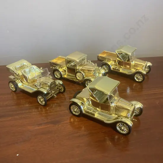 24K Gold Plated Models - 1925 Ford Model T Pickup, 1931 Ford Model A, 1925 Ford Model T & 1909 Ford