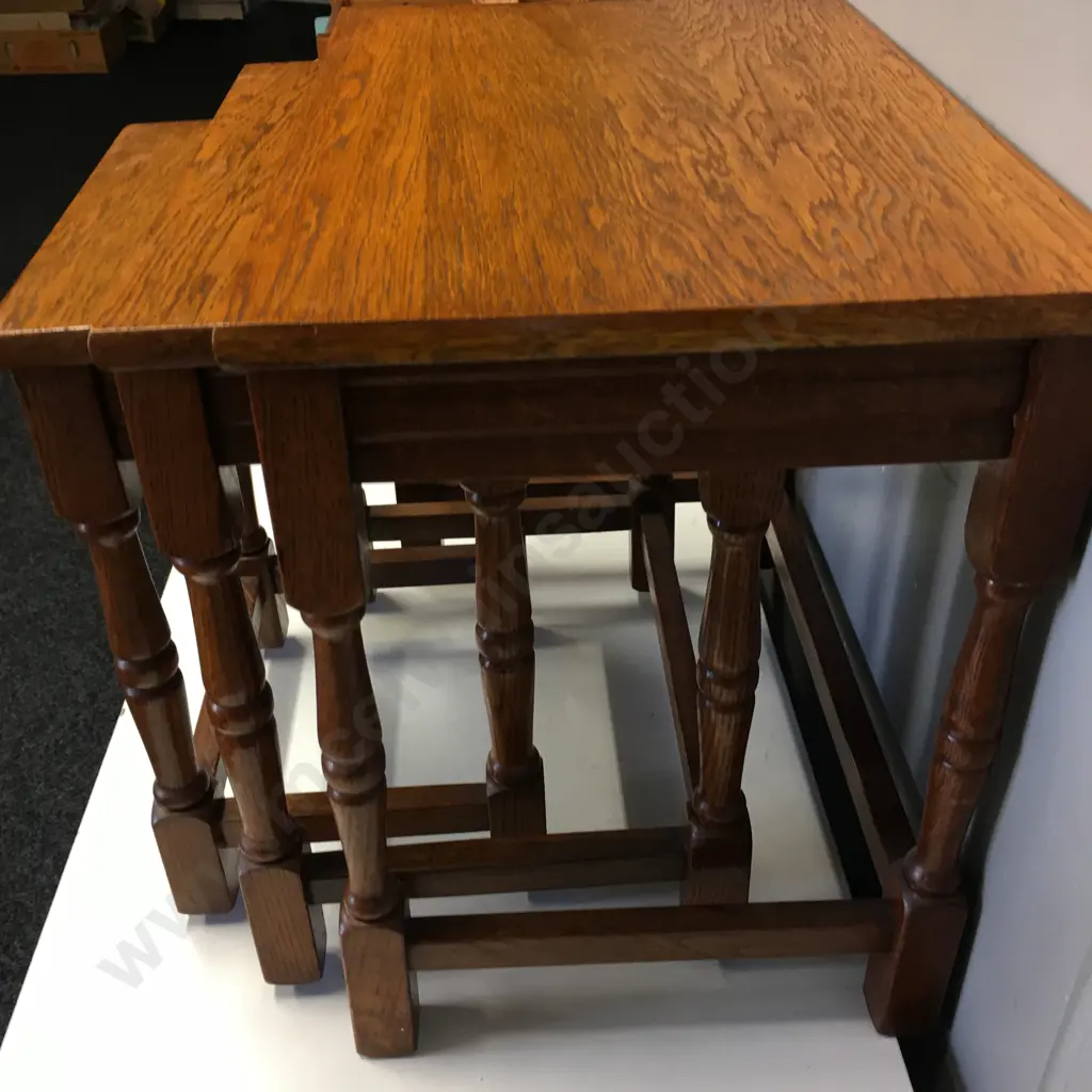 Oak Nest of 3 Tables, H45 W51 D34cm Image 1++