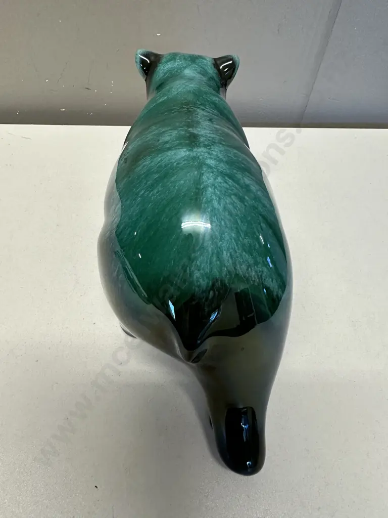 Vintage Blue Mountain Pottery Green Drip Glaze Pottery Bear, 14 x 28cm Image 1++