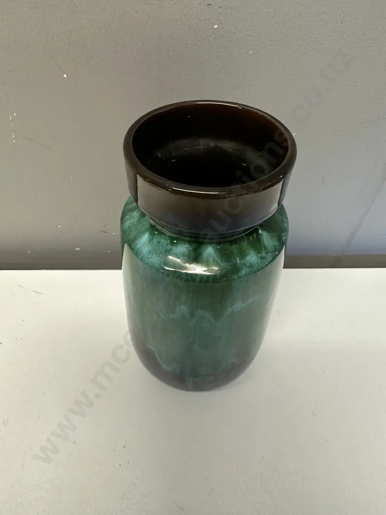 Vintage Blue Mountain Pottery Green & Blue Drip Glaze Pottery Vase, H21cm Image 1++
