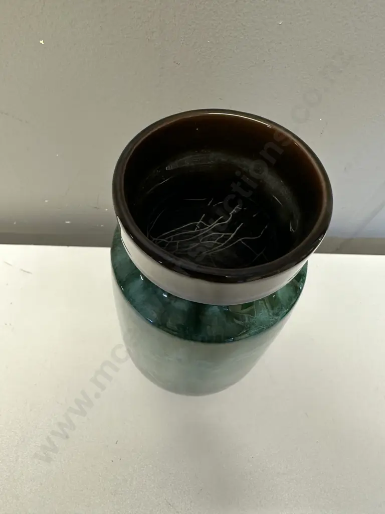 Vintage Blue Mountain Pottery Green & Blue Drip Glaze Pottery Vase, H21cm Image 1++