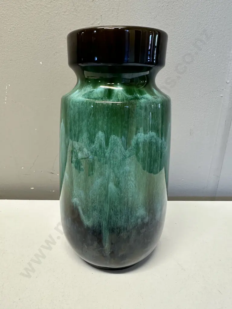 Vintage Blue Mountain Pottery Green & Blue Drip Glaze Pottery Vase, H21cm Image 1++