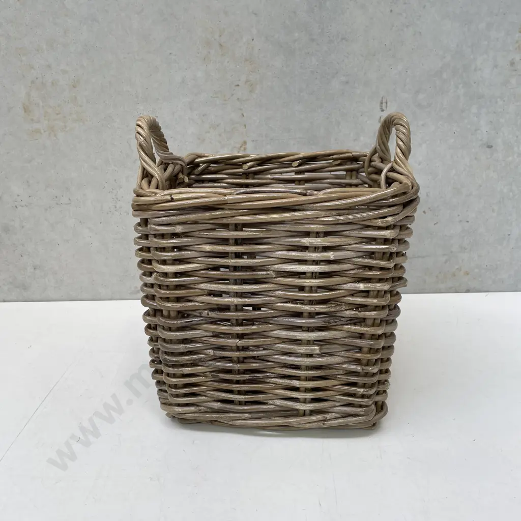Small two handled Cane Basket. H36cm 30cm square Image 1++
