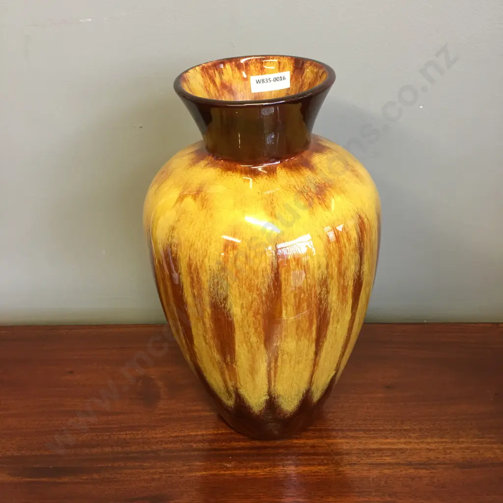 Vintage Blue Mountain Pottery Harvest Gold Glaze Pottery Vase, With 3 Tree Stamp, H33cm Image 1++