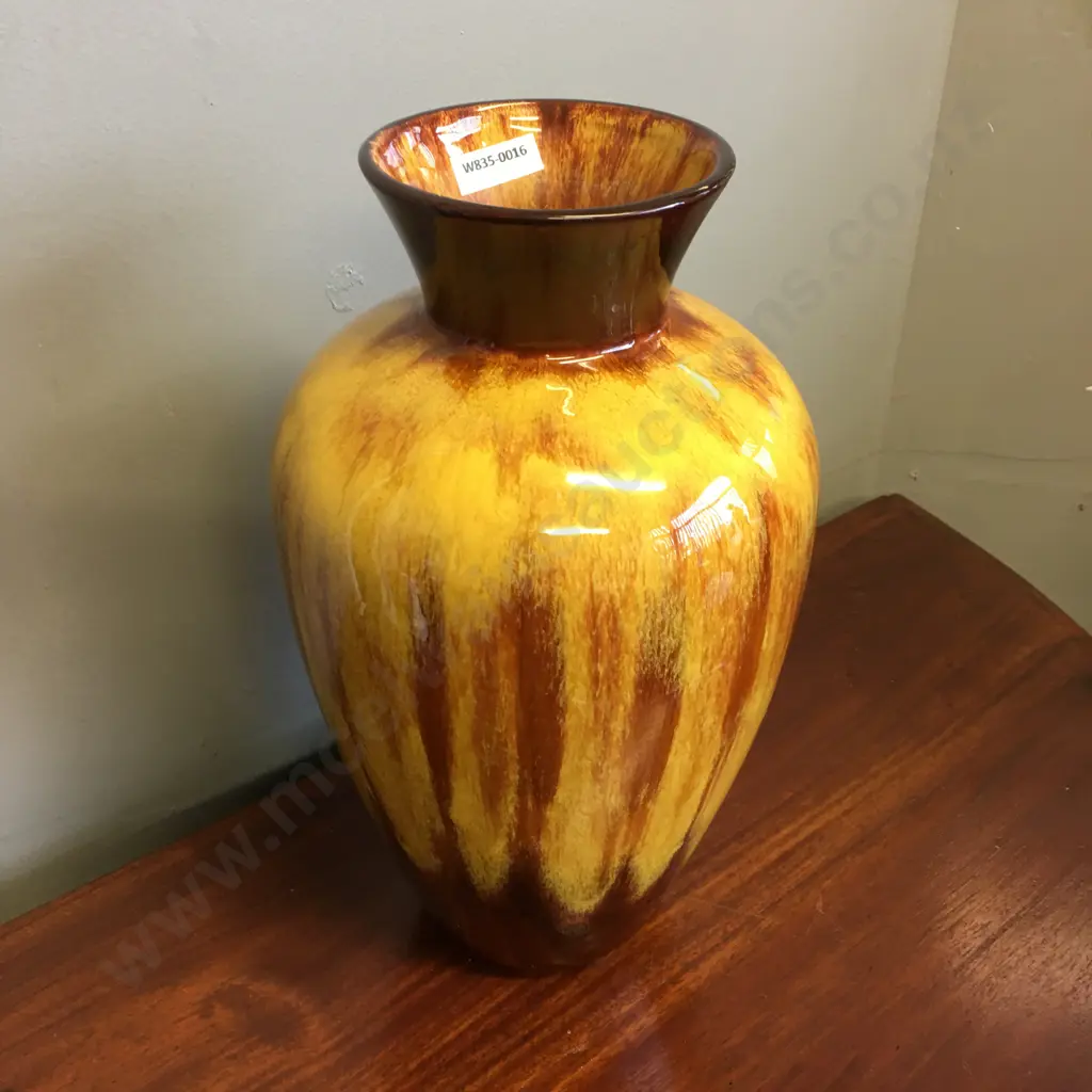 Vintage Blue Mountain Pottery Harvest Gold Glaze Pottery Vase, With 3 Tree Stamp, H33cm Image 1++