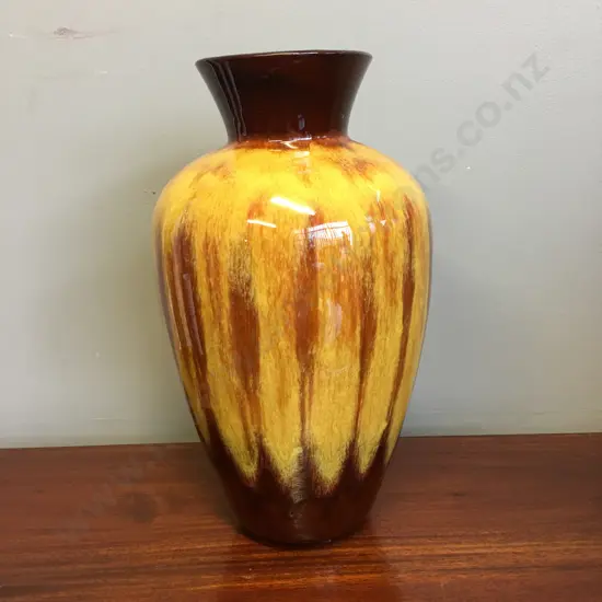 Vintage Blue Mountain Pottery Harvest Gold Glaze Pottery Vase, With 3 Tree Stamp, H33cm