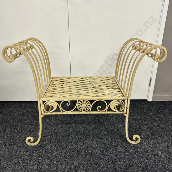 Antique Cream Painted French Style Stool, H70 W92 D43cm