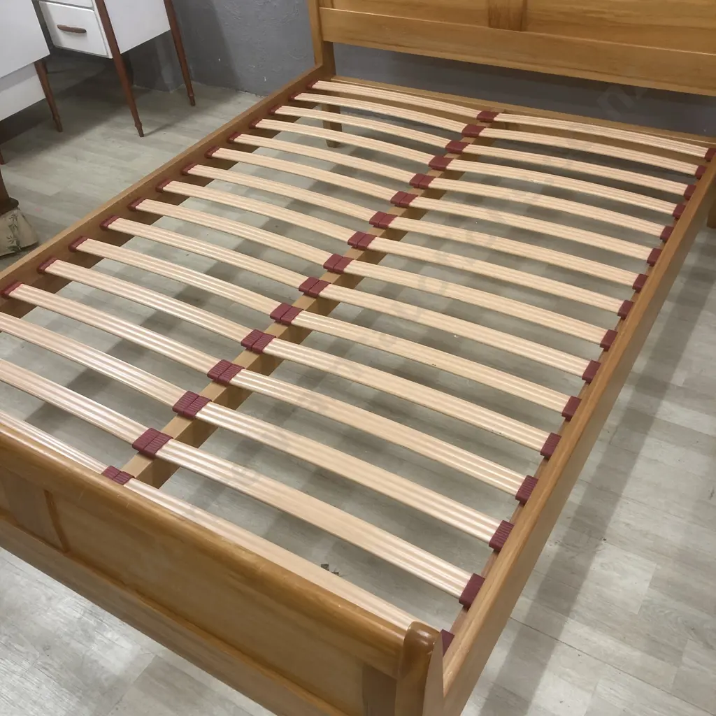 Danske Mobler Queen Size Bed - Solid Rimu Flexislat Bed Frame With a Sleepmaker Duracoil Capri Mattress Image 1++