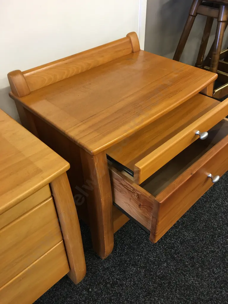 Pair of Danske Mobler Solid Rimu 2 Drawer Bedside Units With Pullout Tray, H62 W59 D43cm Image 1++